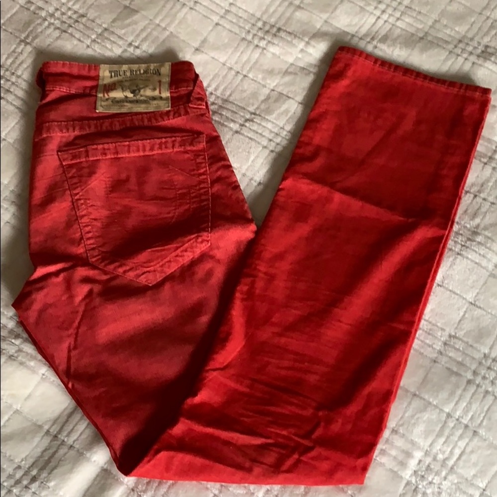 Red corduroy true religion jeans. Size 30